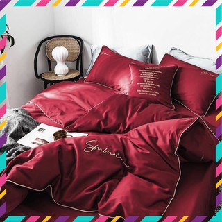 Bộ Chăn Ga Gối Cotton Lụa Sumoi Trơn 1 Màu Cao Cấp Full Set 4 Món