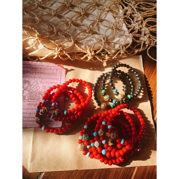 Vòng đá bình an Tây Tạng vòng có hạt đá turquoise