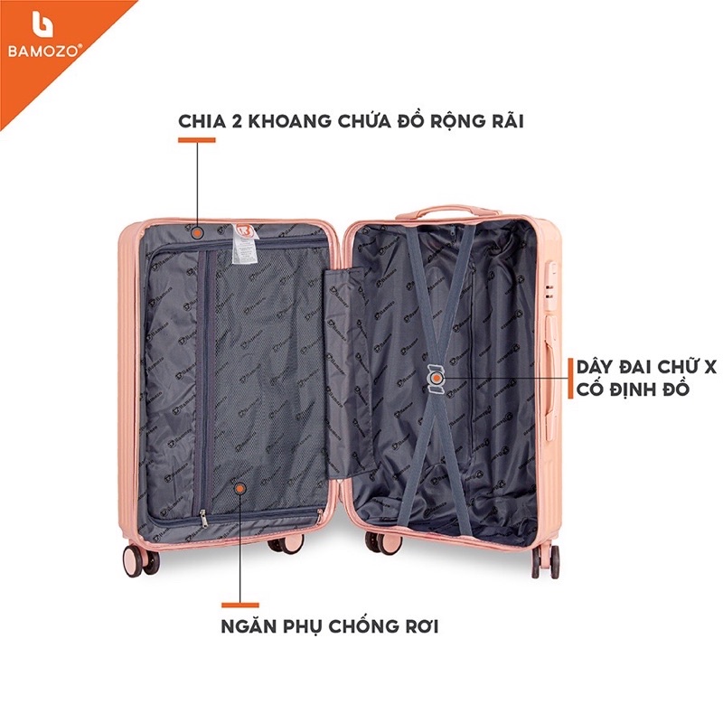 Vali Kéo Du Lịch Cao Cấp Giá Rẻ Bền Đẹp Size 20 Size 24 Inch Nhựa Chống Va Đập Trầy Xước Bảo Hành 5 Năm Bamozo 8801
