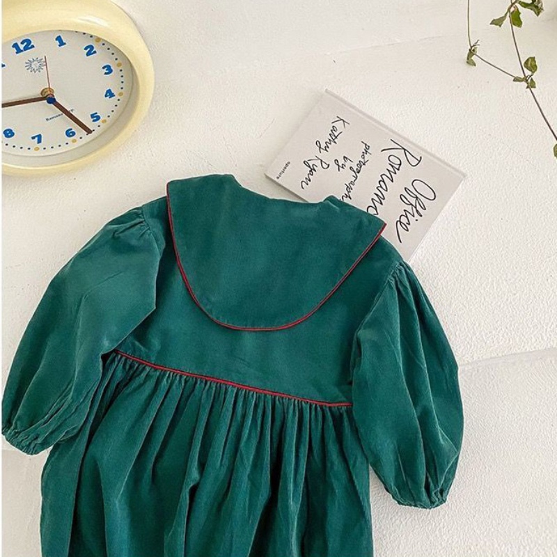 Đầm xòe tay dài phong cách retro cho bé gái