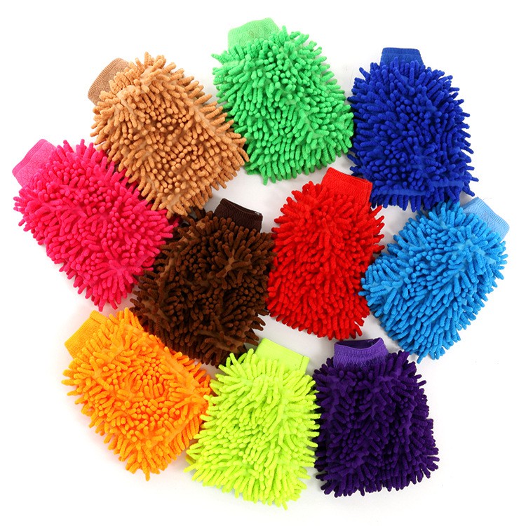 1 Găng Tay Rửa Xe Hơi Hai Mặt Bằng Sợi Microfiber Chenille