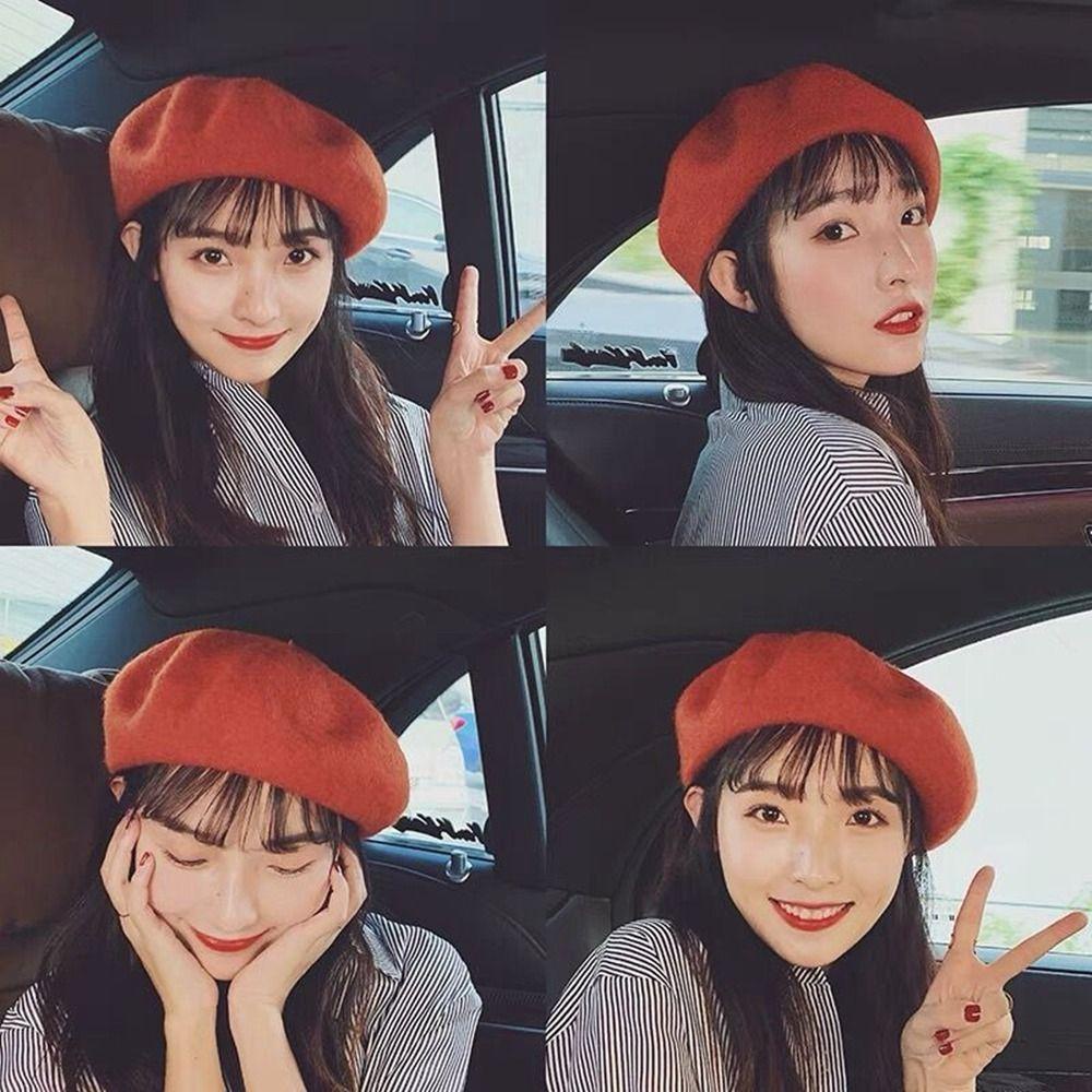 Mũ Beret Len Cừu Ấm Áp Phong Cách Anh Quốc Ngọt Ngào Cho Nữ