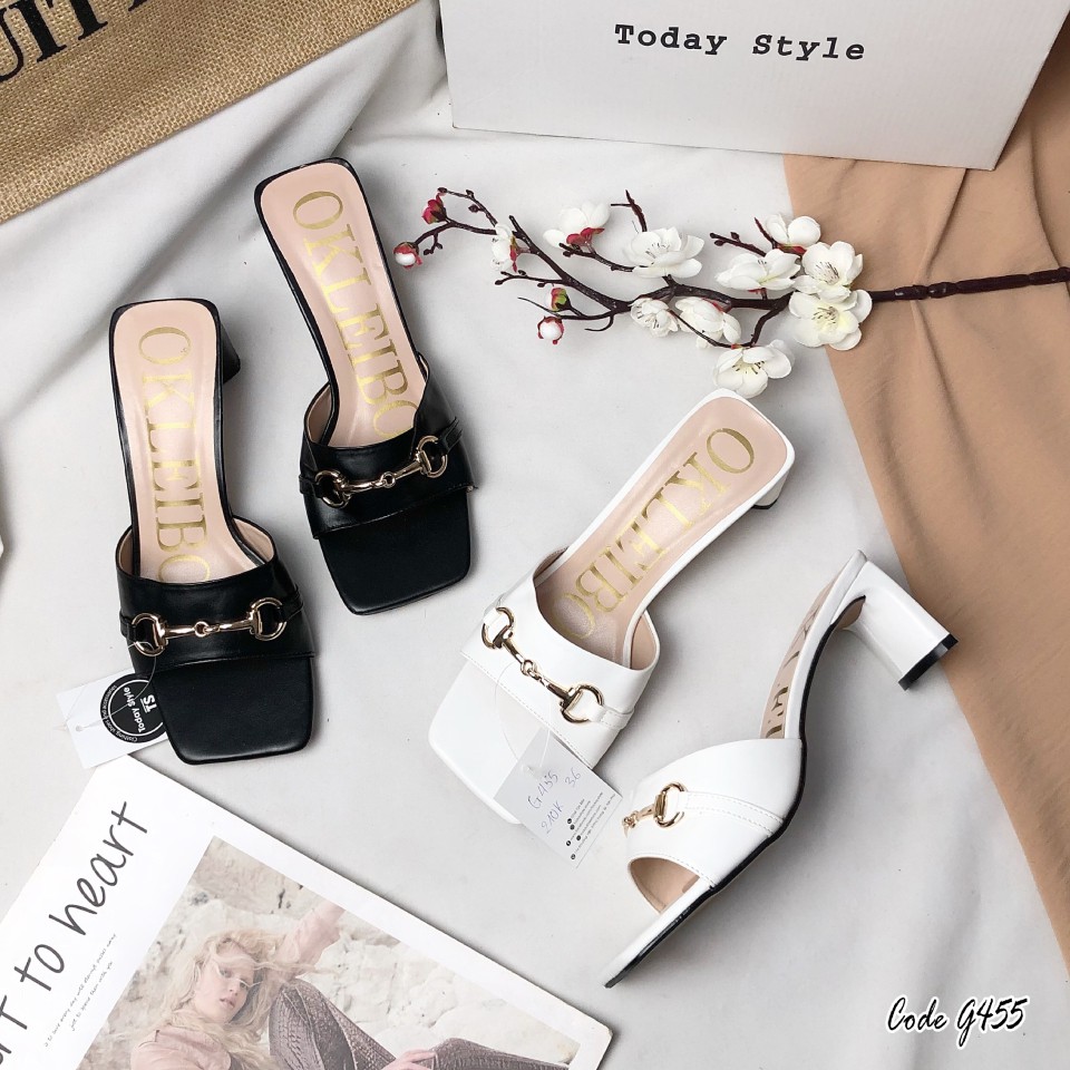 Guốc nữ 5p khóa ngang Today Style da mềm G455