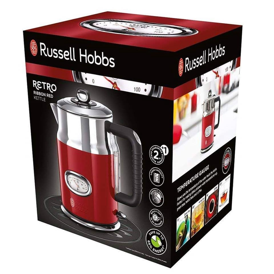 Ấm siêu tốc RUSSELL HOBBS KETTLE 2167070 màu đỏ, retro, dung tích 1,7L