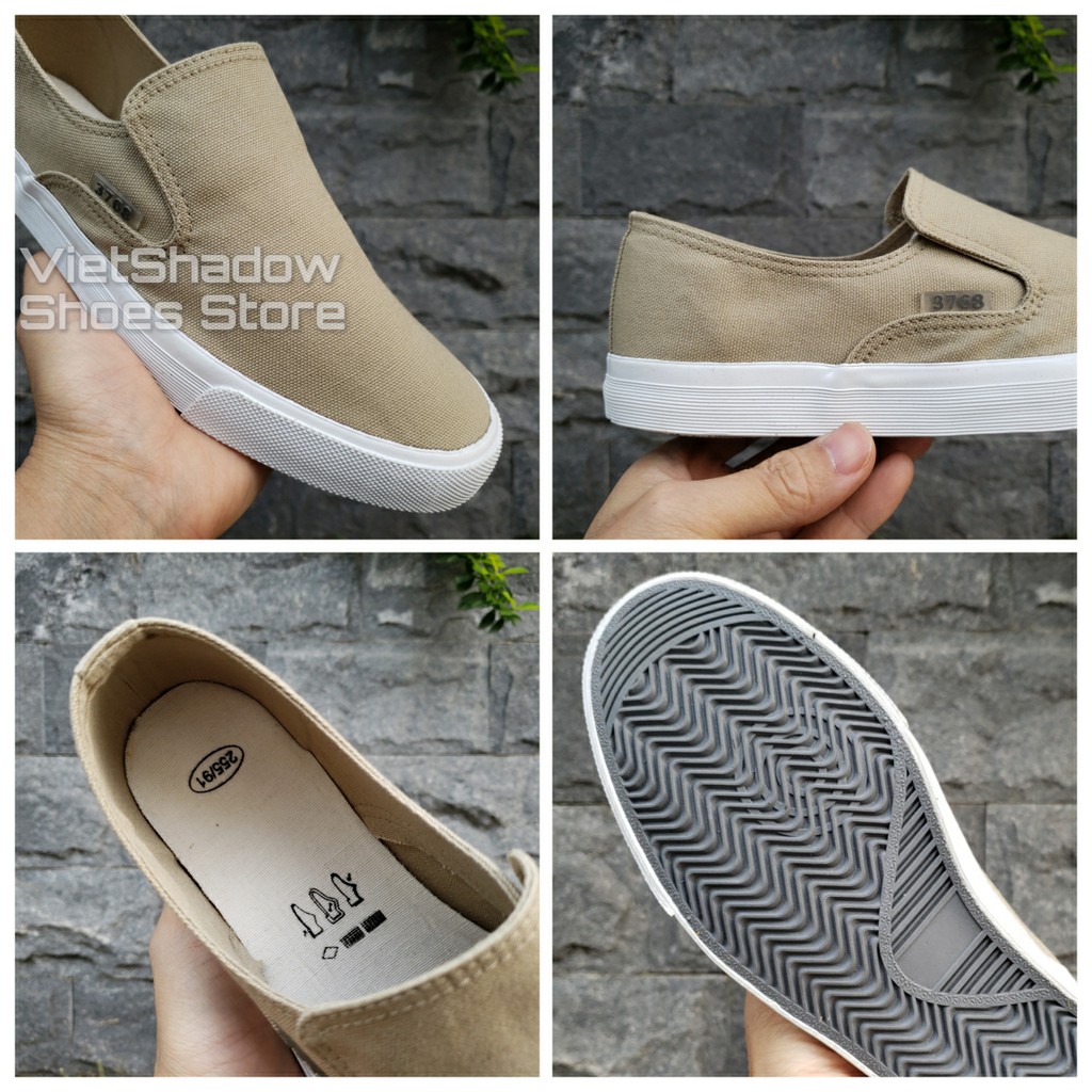 Slip on nam - Giày lười vải nam cao cấp thương hiệu 3768 - Vải thô 4 màu (đen), (khaki), (Xanh), (Đỏ) - Mã SP 616