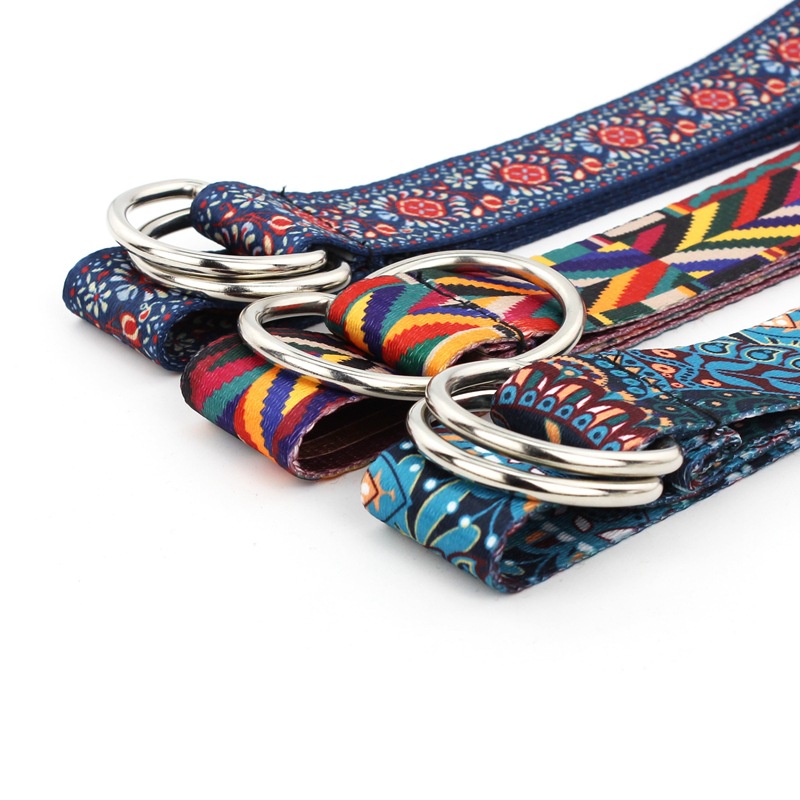 Thắt Lưng Vải Canvas Hai Mặt In Họa Tiết Phong Cách Bohemian Đơn Giản Thời Trang Cho Nữ