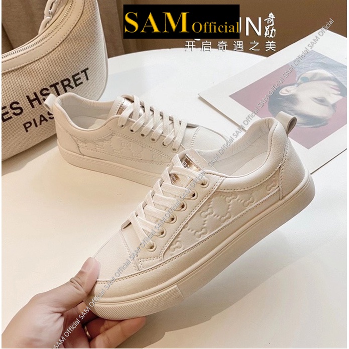 Giày nữ vân dập mang nhẹ chân👟Sam Official 👟 Freeship extra👟 Giày xịn thể thao nữ màu trắng