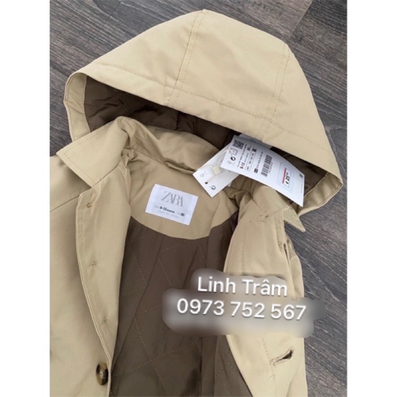 Áo măng tô chần bông có mũ cho bé