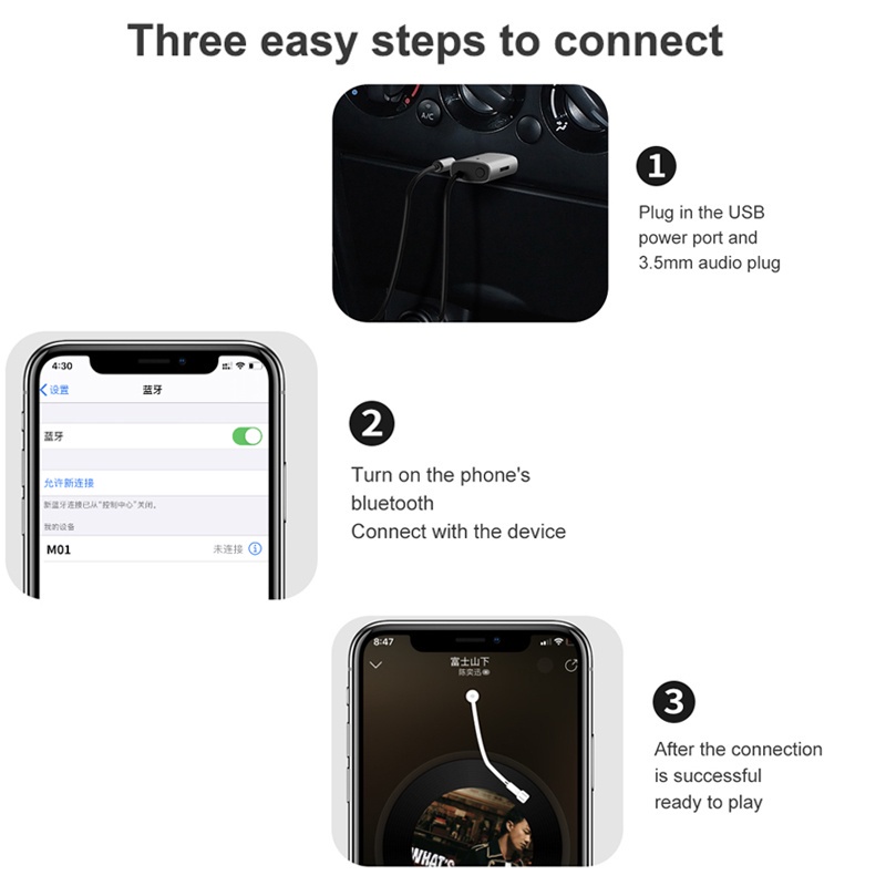 Thiết Bị Thu Phát Bluetooth 5.0 Cổng Usb Sang Giắc Cắm 3.5Mm Cho Xe Hơi