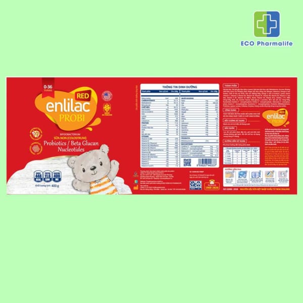 Sữa bột Enlilac Probi Red 400g: Dinh dưỡng cho trẻ bất dung nạp Lactose