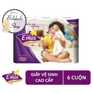 Lốc 6 cuộn giấy vệ sinh E'mos 2 lớp