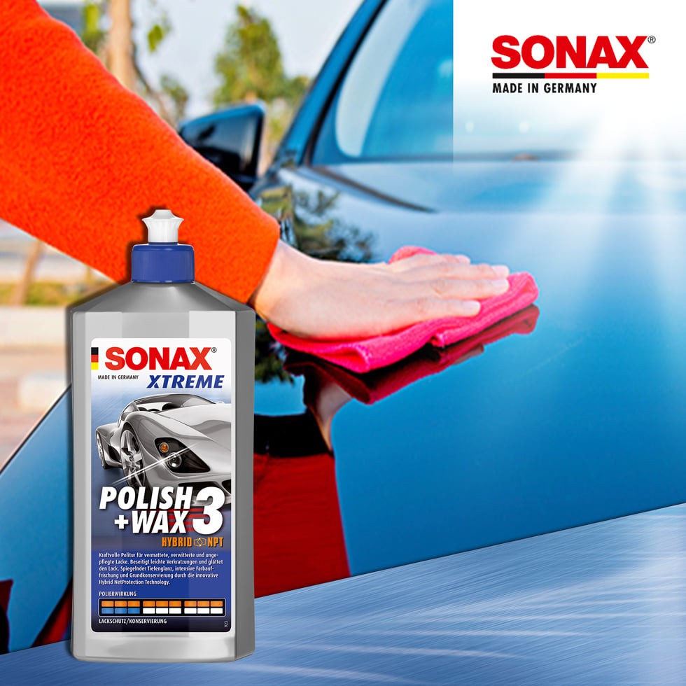 Đánh bóng xóa xước Sonax Wax 3 250ml và Khăn siêu sợi Microfiber 4040