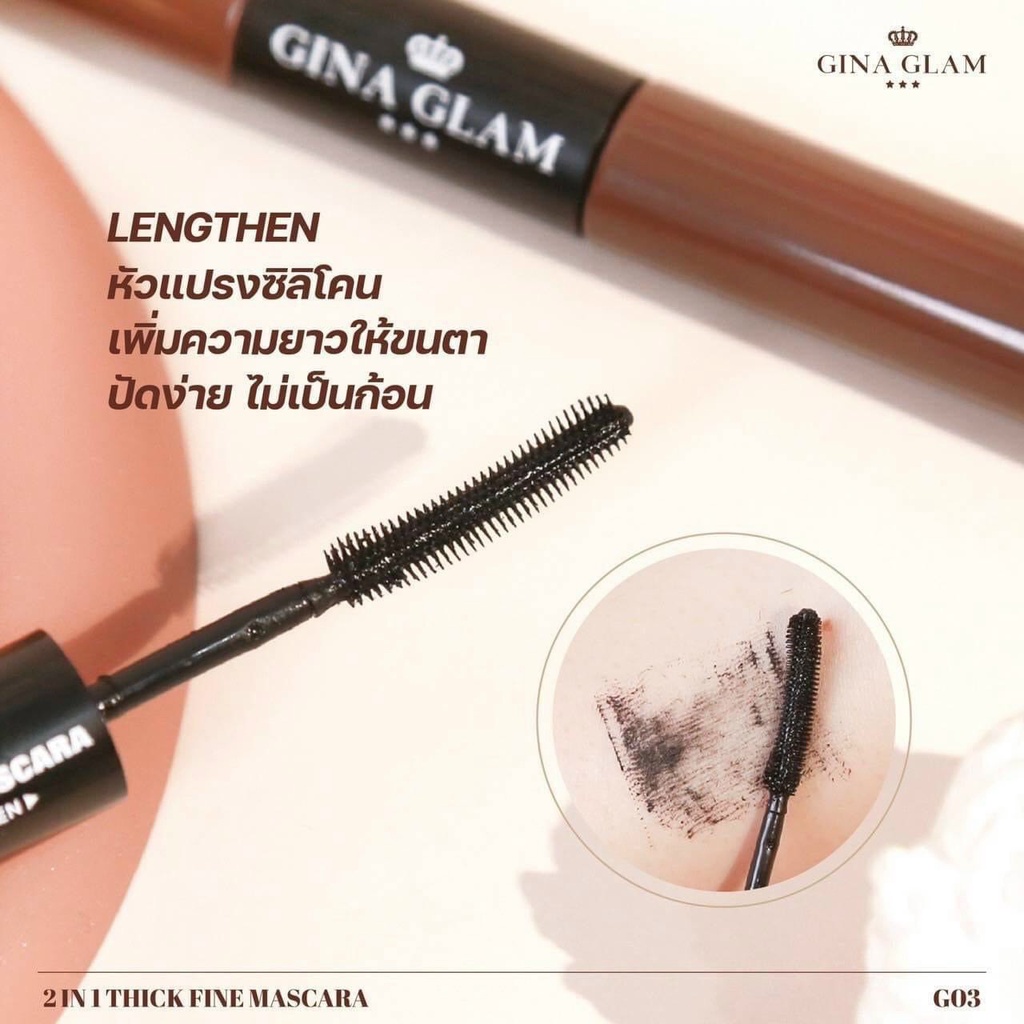 Mascara Dày & Dài MI 2 đầu Thái Lan Gina Glam 2in1