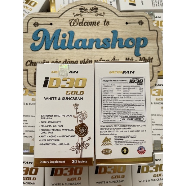 Viên uống trắng da, chống nắng ID30 Gold