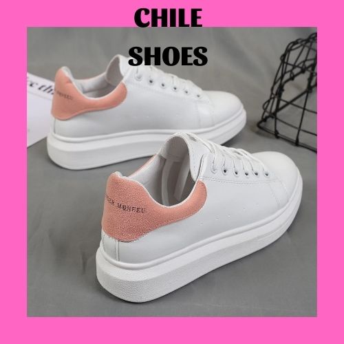 Giày Thể Thao Nữ Độn Đế Giày Sneaker Tăng Chiều Cao Màu Trắng Hồng...
