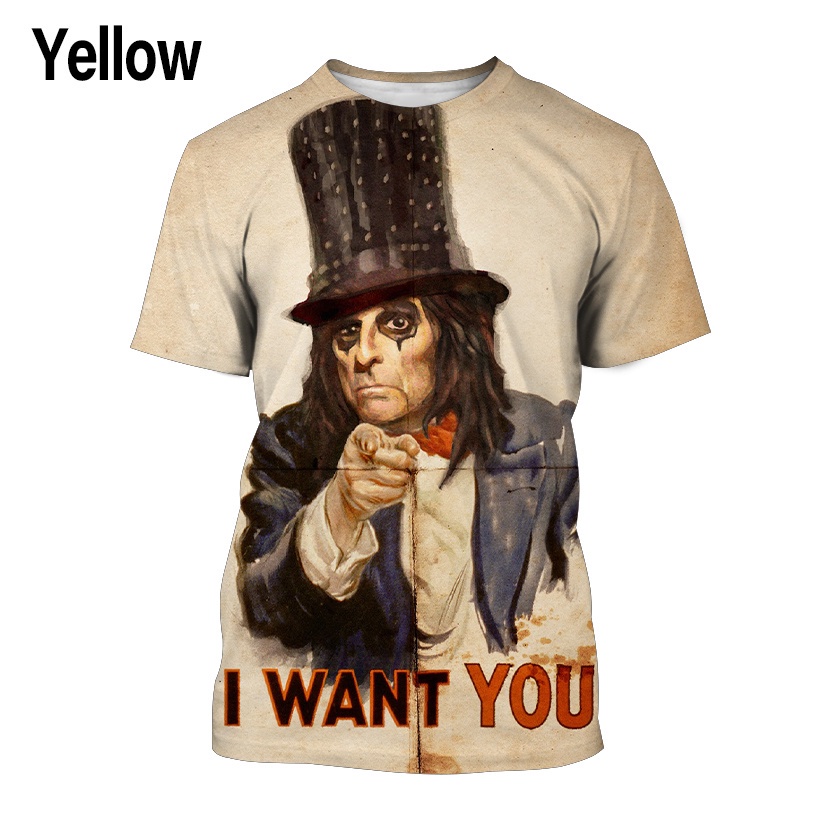 Áo thun tay ngắn cổ tròn in hình Alice Cooper 3D thời trang mùa hè cho nam