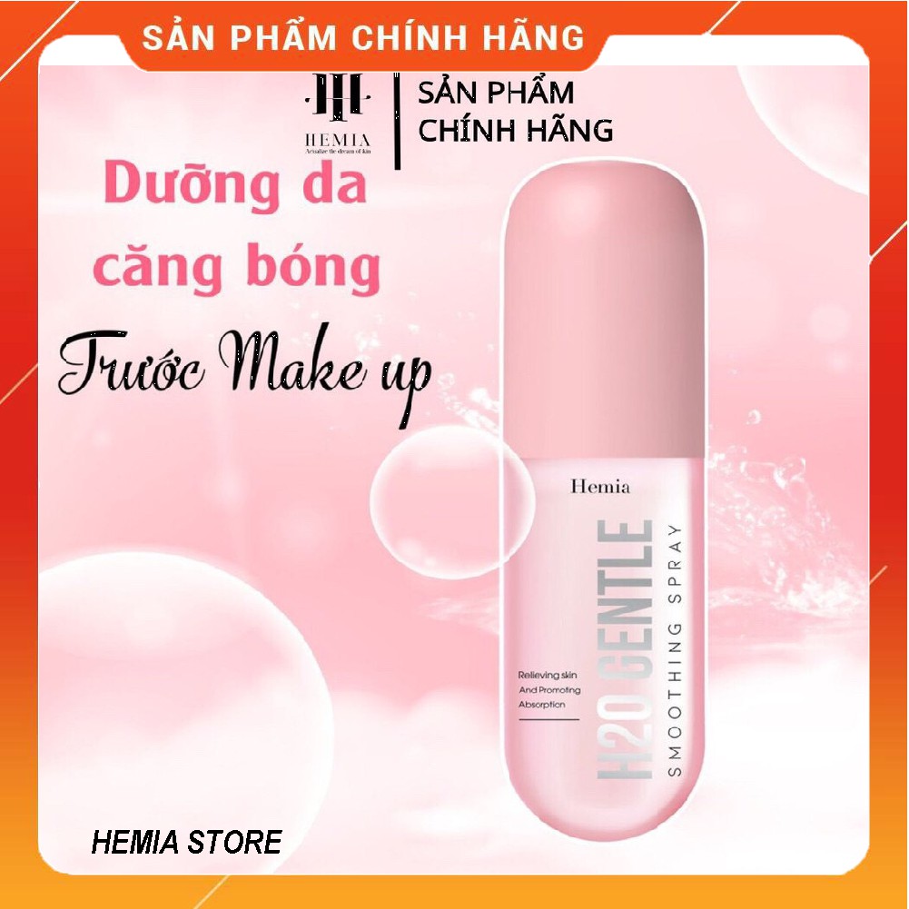 Xịt Khoáng 2IN1 Hemia - Xịt Khoáng DNA Cá Tầm H2O Gentle Cấp Ẩm Giúp Da Căng Bóng Bảo Vệ Lớp Trang Điểm