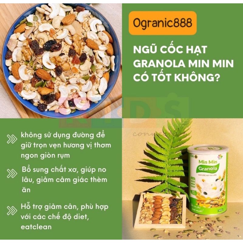 [MUA 5 TẶNG 1] Hộp Ngũ Cốc Granola Nguyên Hạt Ăn Liền Cao Cấp Hộp 500gr Min Min