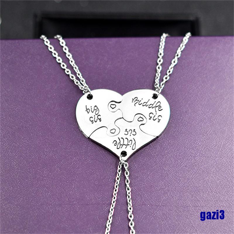Dây chuyền mặt mảnh ghép hình trái tim khắc chữ cho chị em gái
