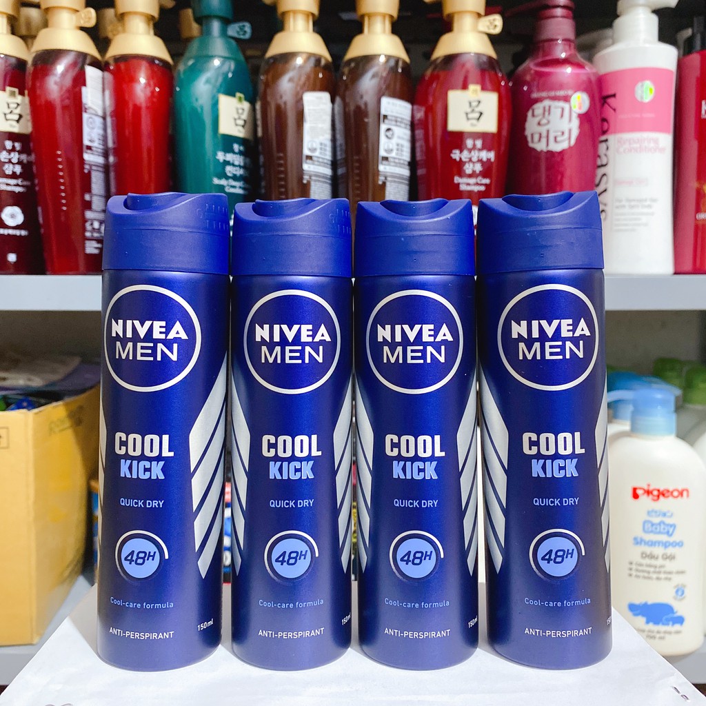 Combo Khử Mùi 48h - Mát Lạnh Cực Độ Nivea Men COOL KICK (1 lăn 50ml+ 1 xịt 150ml)