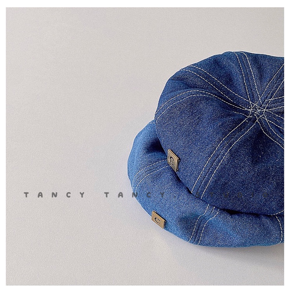 Mũ Beret Denim Thời Trang Cho Trẻ Em 3-8 Tuổi