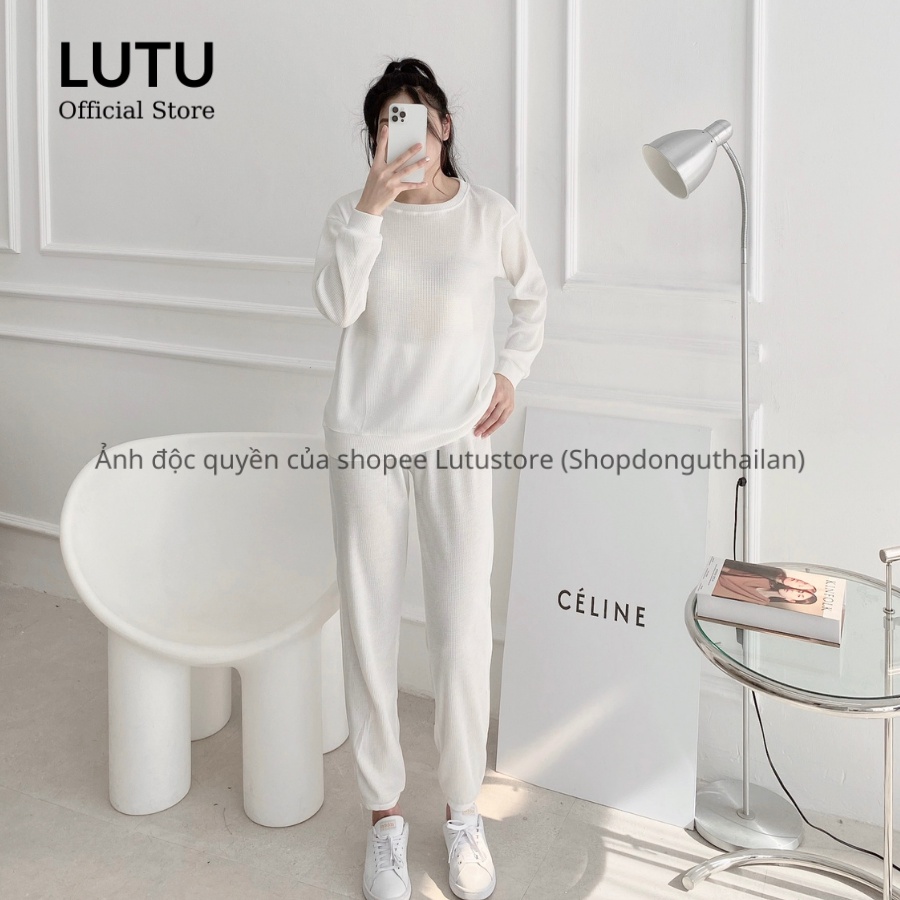Set Bộ Nỉ Hạt Gạo Áo Sweater Phối Quần Bomber Bo Gấu Phong Cách Thể Thao