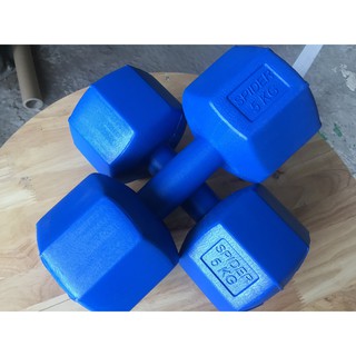 Tạ tay nhựa 5kg (Combo 2 cái bát giác màu xanh)