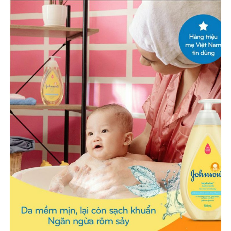 Bộ Sữa tắm gội toàn thân Johnson's TOP TO TOE 500m và Nước hoa Johnson's Baby hương mùa hè 125ml