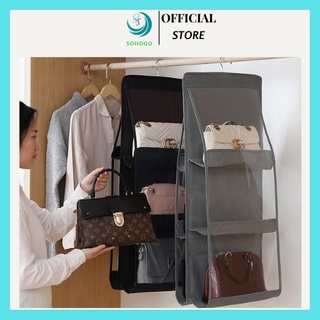 Túi đựng giỏ xách 3 tầng 6 ngăn tiết kiệm không gian khỏi bụi bẩn 90*35 cm,