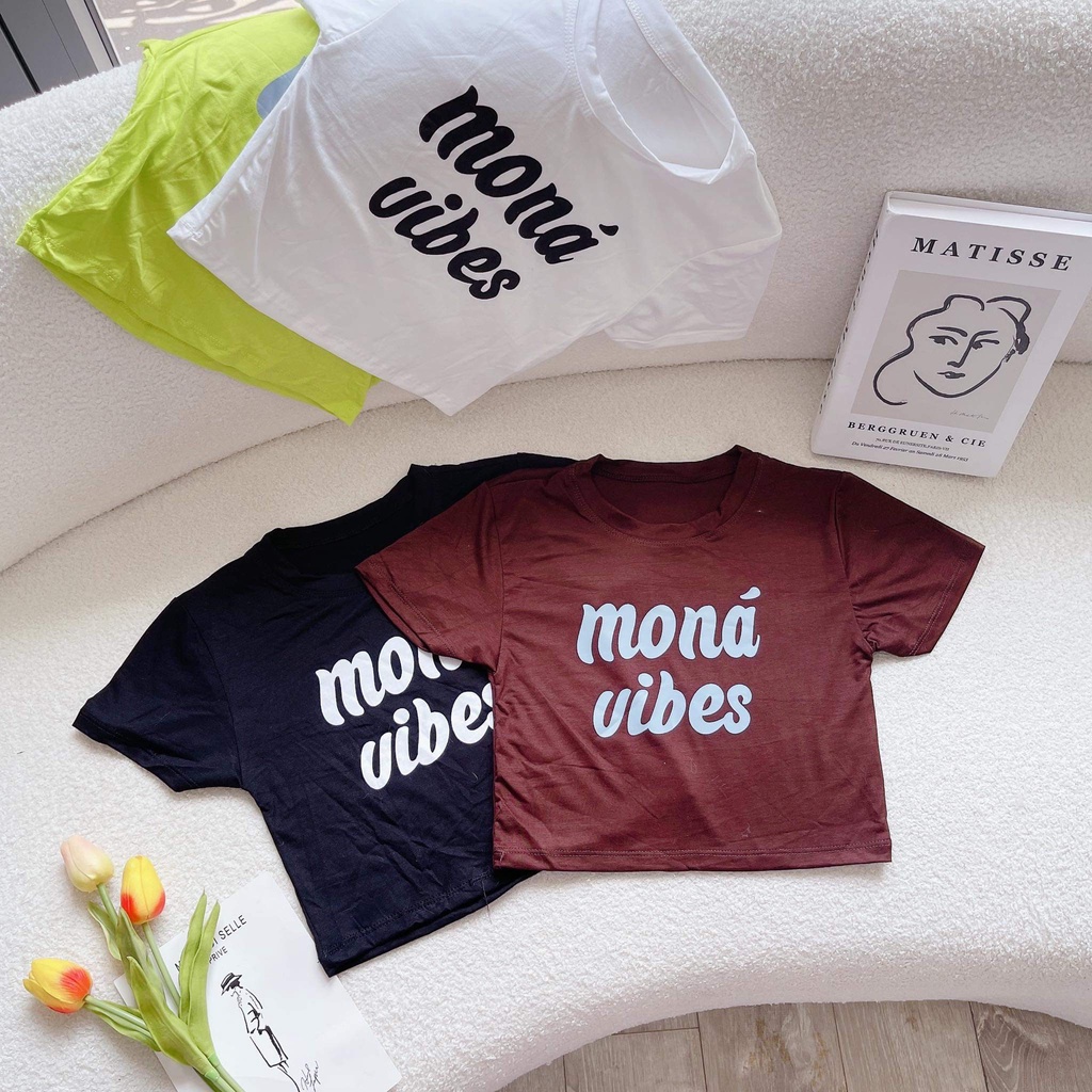 Áo thun croptop Mona Vibes ôm body N alohashop91