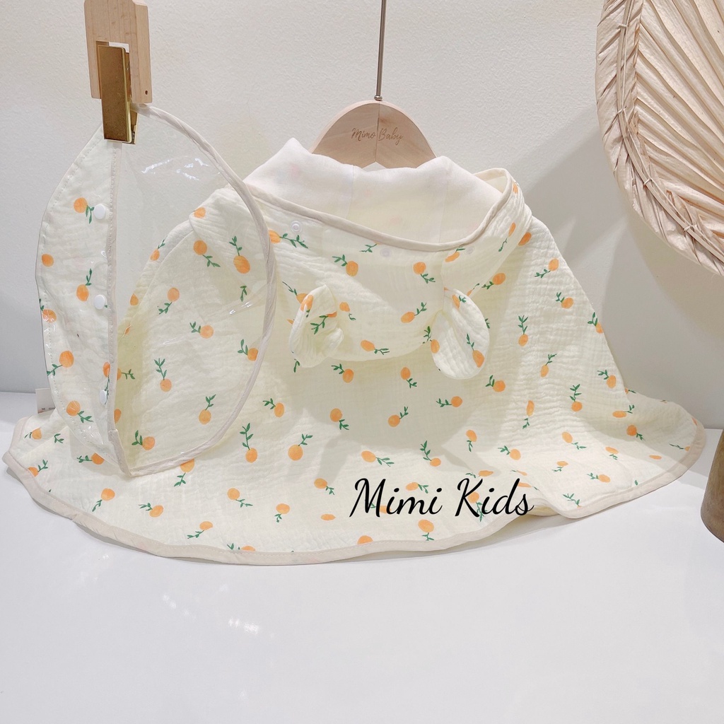 Áo chống nắng cao cấp kèm mũ chắn giọt bắn vải xô muslin mềm mại đáng yêu cho bé  Mimi Kids QA31