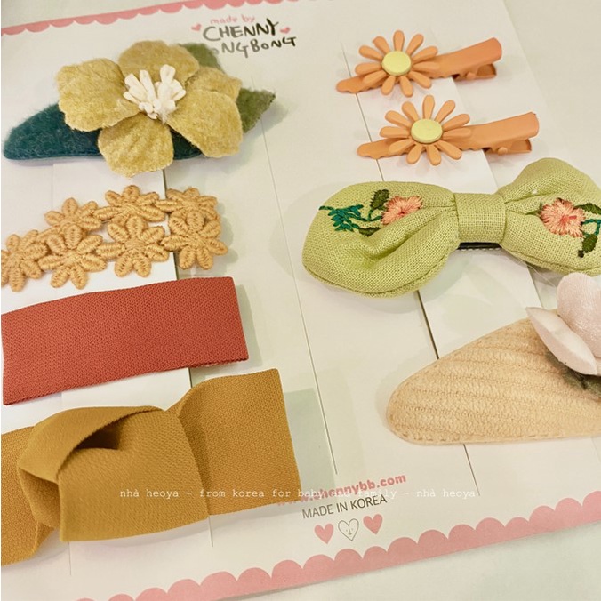 SET KẸP TÓC CHENNY BONGBONG CHO BÉ GÁI MADE IN KOREA