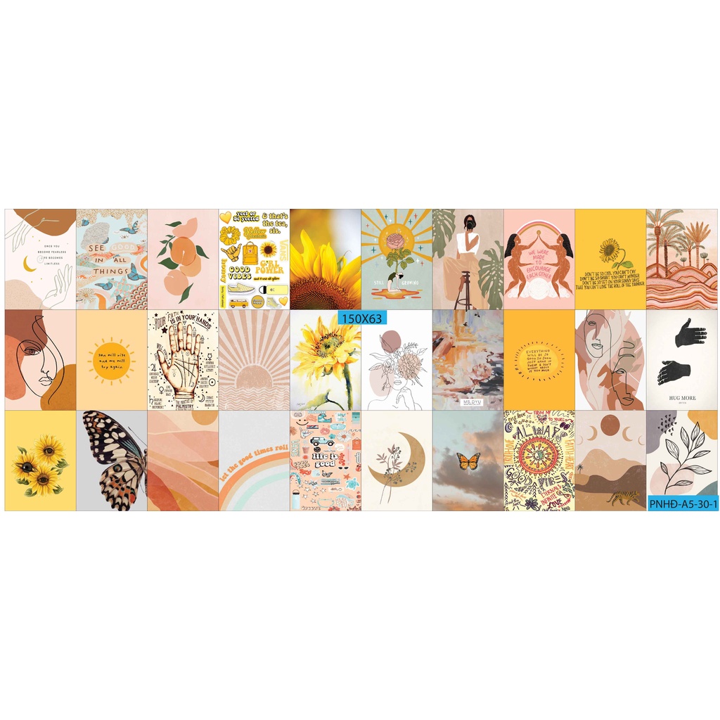 Combo Set 50 tờ Decal dán tường trang trí khổ A4,A5 - Trang trí Phòng ngủ Hiện đại PNHĐ1