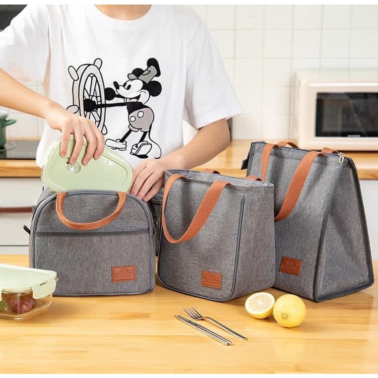 Túi đựng hộp cơm giữ nhiệt, túi đựng cơm văn phòng cỡ lớn, thời trang, dày dặn, chống tỏa nhiệt, chống thấm nước