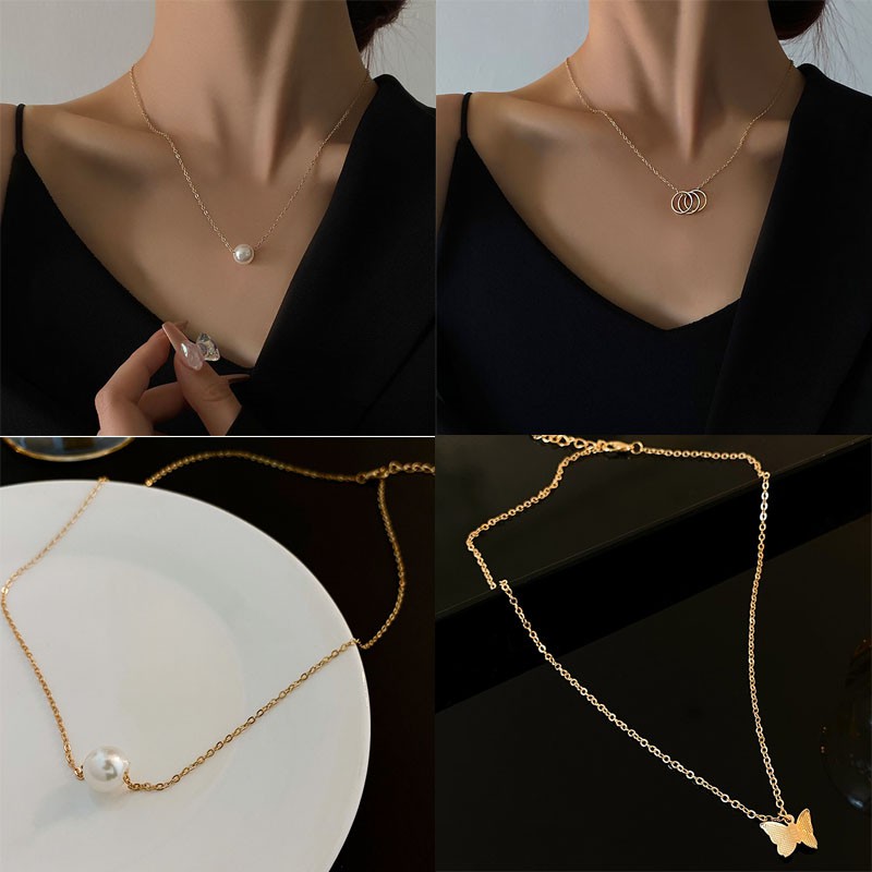 [ Mã FAHOTCB1505 giảm 10K đơn bất kỳ] Butterfly Pendant Necklace Clavicle Chain Fine Jewelry