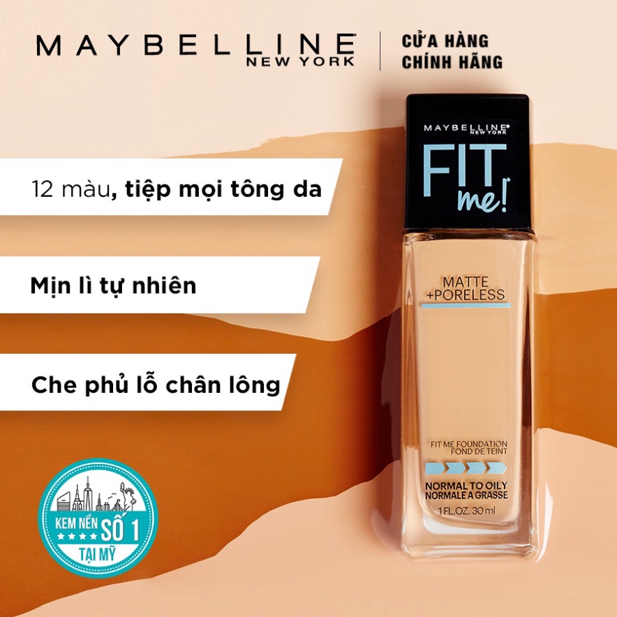 Kem nền mịn lì Maybelline Fit Me Matte + Poreless Foundation 30ml (Có Vòi Pump) - mỹ phẩm VY STORE VT  cosmetics | BigBuy360 - bigbuy360.vn