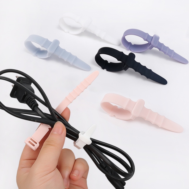 Set 5 Dụng Cụ Quấn Dây Cáp Hình Xương Cá Bằng Silicone