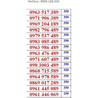 sim viettel số đẹp đuôi 89 hỗ trợ đăng ký chính chủ miễn phí