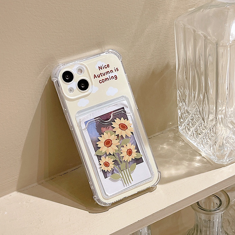 Ốp lưng iphone Ốp điện thoại trong suốt có ngăn đựng thẻ cho iphone 13 11ProMax/XR/xmax XS 13promax Dinuo case