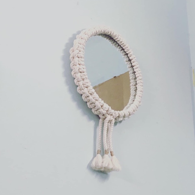 Gương treo tường macrame đường kính 30 phong cách boho