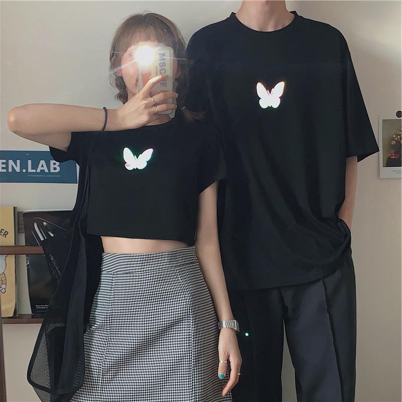 Áo Thun Phản Quang MIDNIGHT BUTTERFLY cho Couple - màu đen
