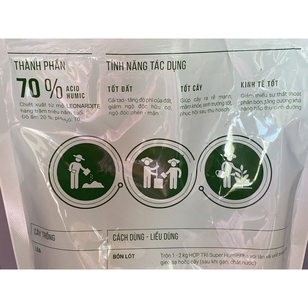 Phân Bón Lá Hữu Cơ Hợp Trí Super Humic (Dạng Bột) 1kg/Gói- Tốt Đất, Tốt Cây, Kinh Tế Tốt, Ra Rễ Mạnh, Cải Tạo Đất