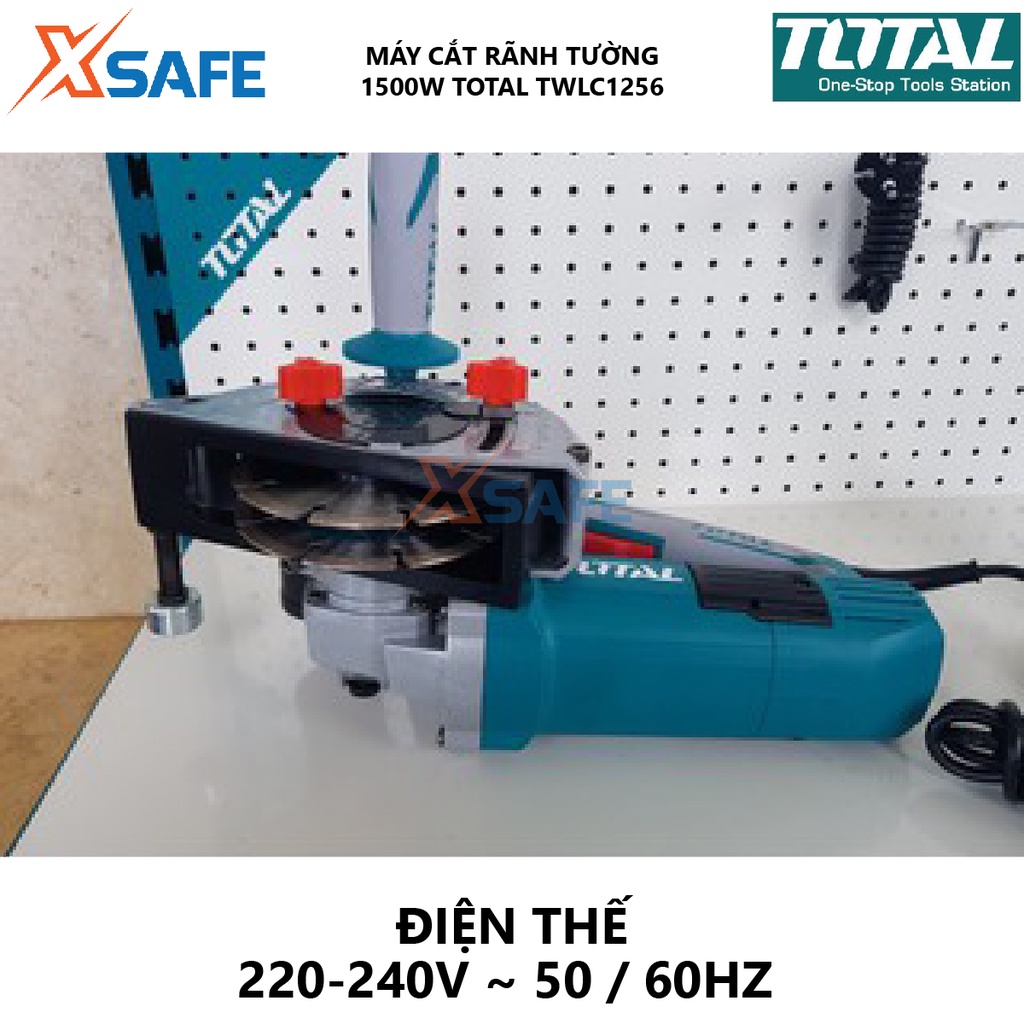 Máy cắt gạch đá TOTAL TWLC1256 1500W, đường kính đĩa cắt 125mm, trục chính M14, tay cầm phụ trợ, cắt rãnh tường