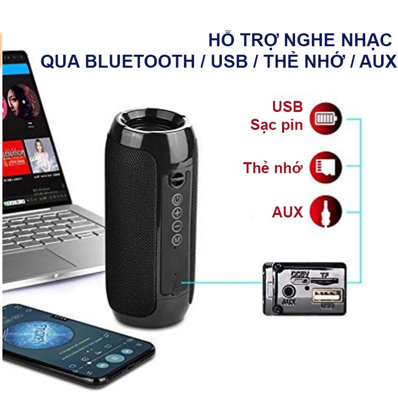 Loa Bluetooth Mini Bass Di Động,Loa Bluetooth Không Dây Tốt Có Dây Đeo âm Thanh Chất Lượng Hỗ Trợ Cắm Thẻ Nhớ Và USB