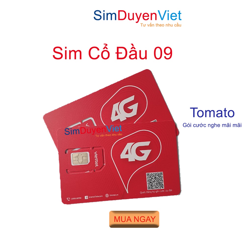 Sim Viettel Tomato Đầu 09 cổ nghe mãi mãi giá rẻ