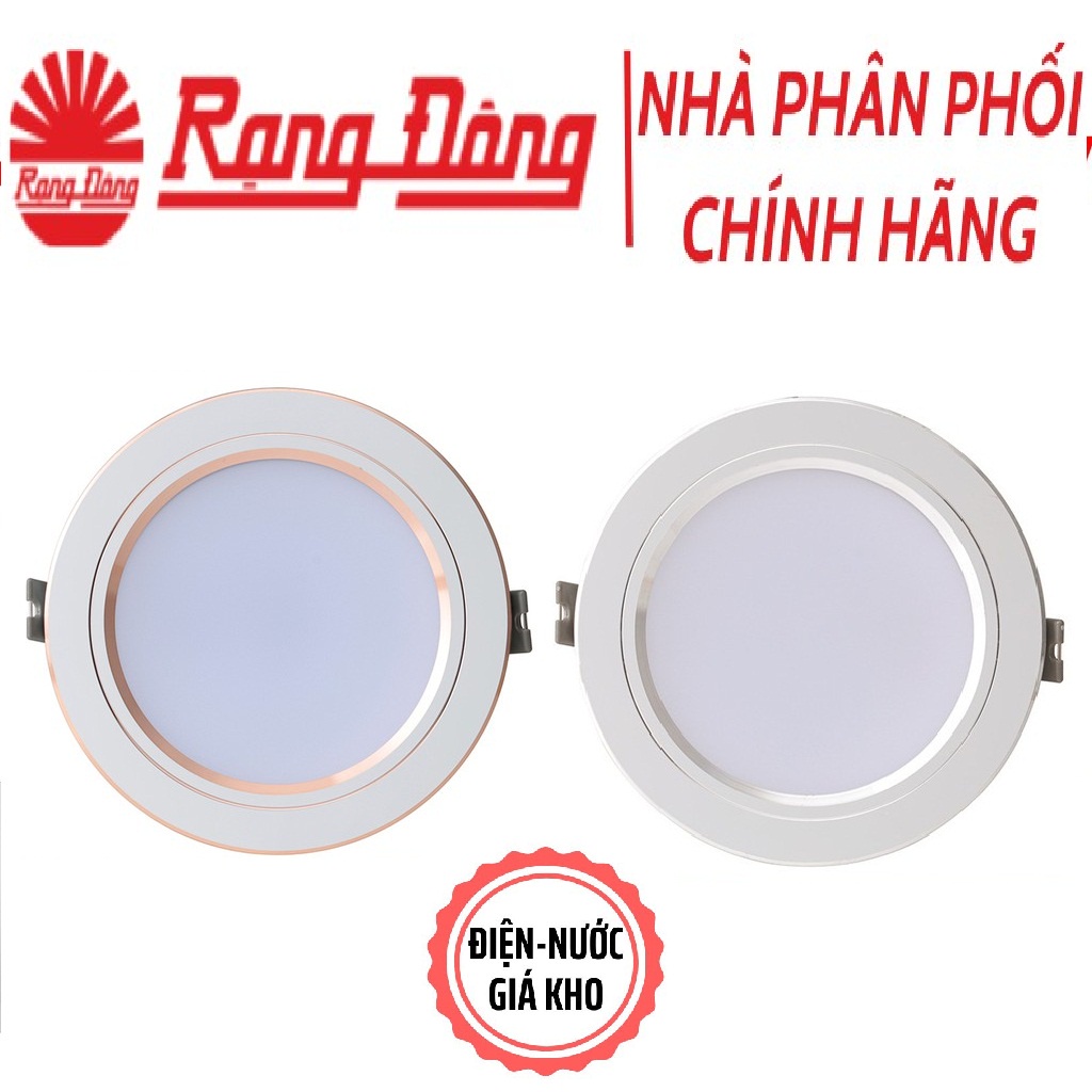 Đèn led Downlight Rạng Đông AT10 viền vàng/viền bạc 7W một màu ánh sáng TRẮNG HOẶC VÀNG