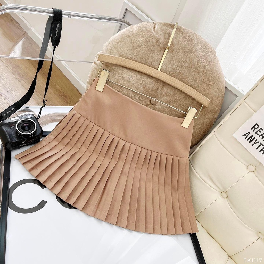 Chân váy ngắn chữ A phối dập li lớn