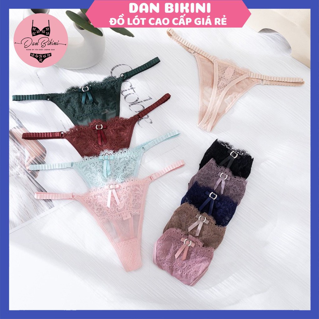 Quần Lót Lọt Khe Sexy - Quần Lót Ren Lọt Khe chun hông phối nơ điệu đà quyến rũ mã Ren8033