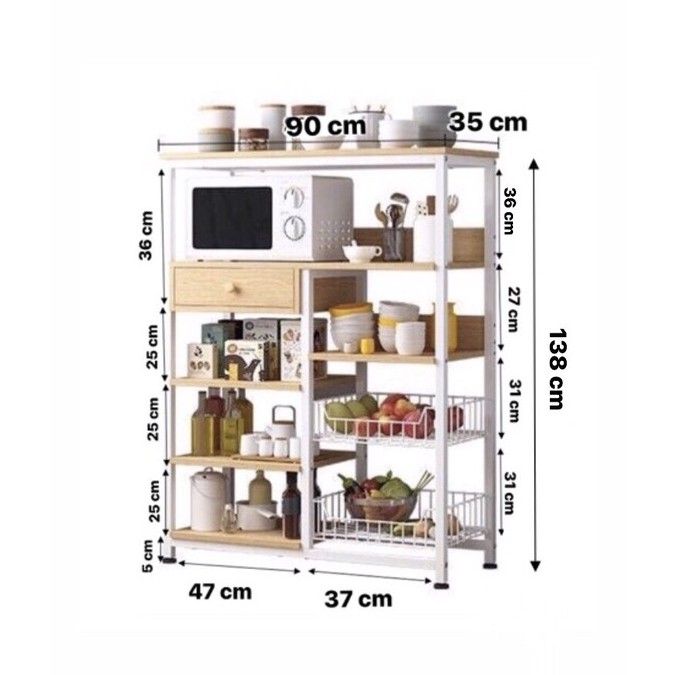 Kệ để lò nướng, lò vi sóng đa năng 5 tầng Khung sắt YL195 - 101x90x35 cm | BigBuy360 - bigbuy360.vn