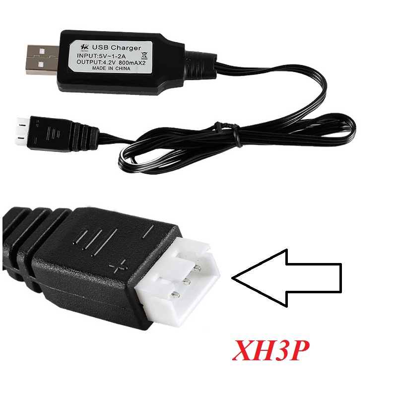 Dây sạc pin 7.4v output 800mah cổng nối Xh-3P  dùng sạc pin xe mô hình điều khiển từ xa